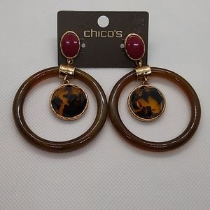 Chico's hoop earrings with stone in the middle